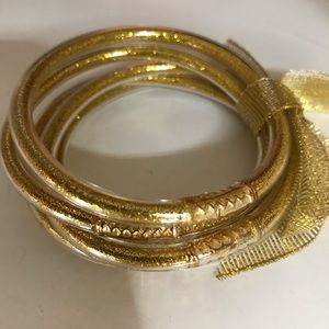 Gold All Weather Glitter Jelly Bangles